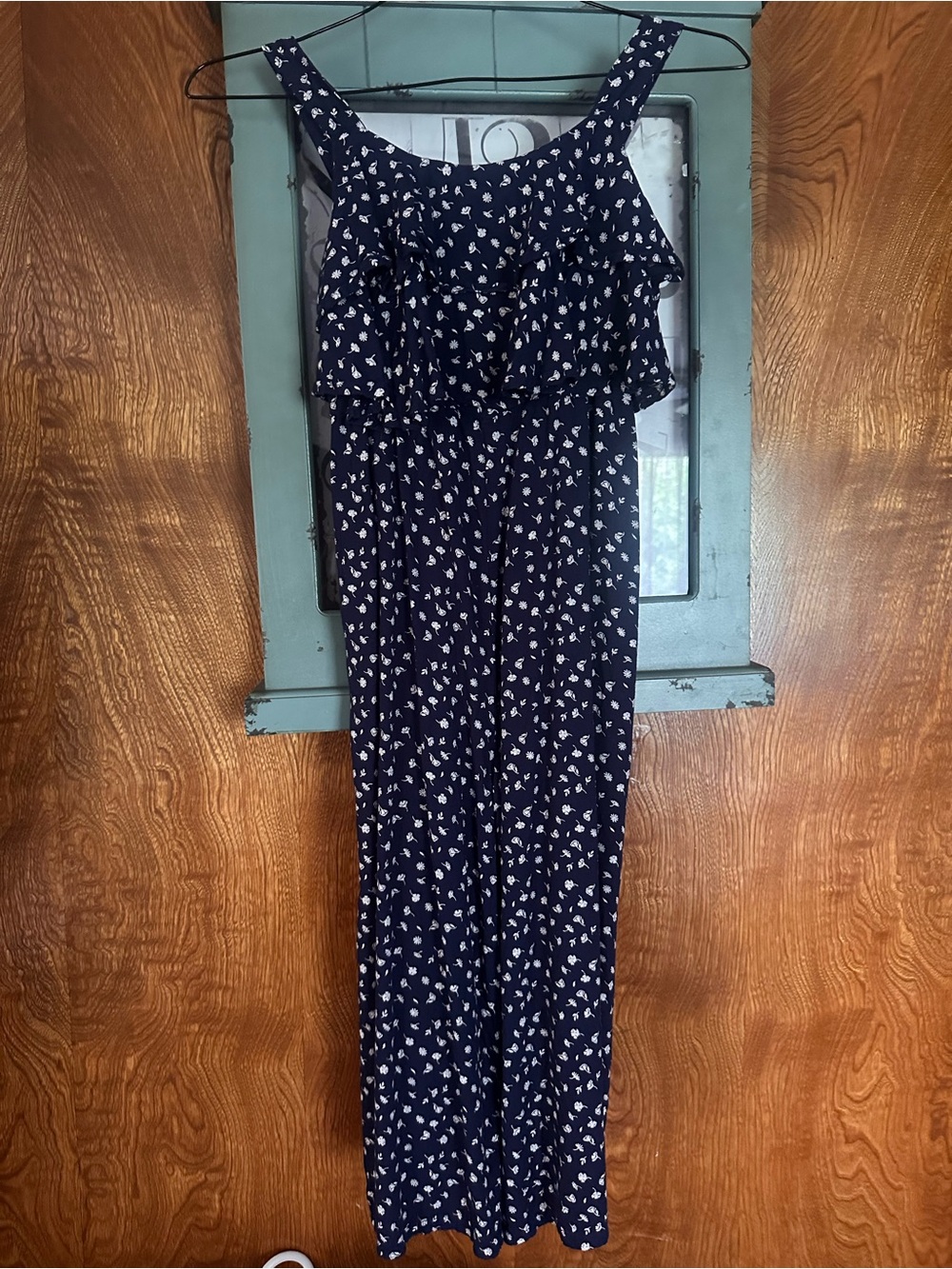Navy Floral Ruffle Strap Jumpsuit - Girl’s